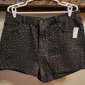 NWT Urban Outfitters BDG Black Embellished Mom Jean Shorts, 34